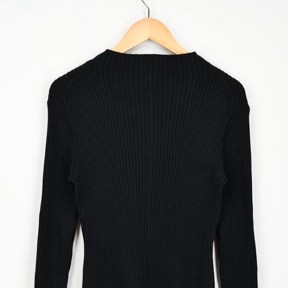 J.Crew Factory Long Sleeve Ribbed Knit Mini Sweater Dress Black Size Medium NWT - Picture 6 of 7